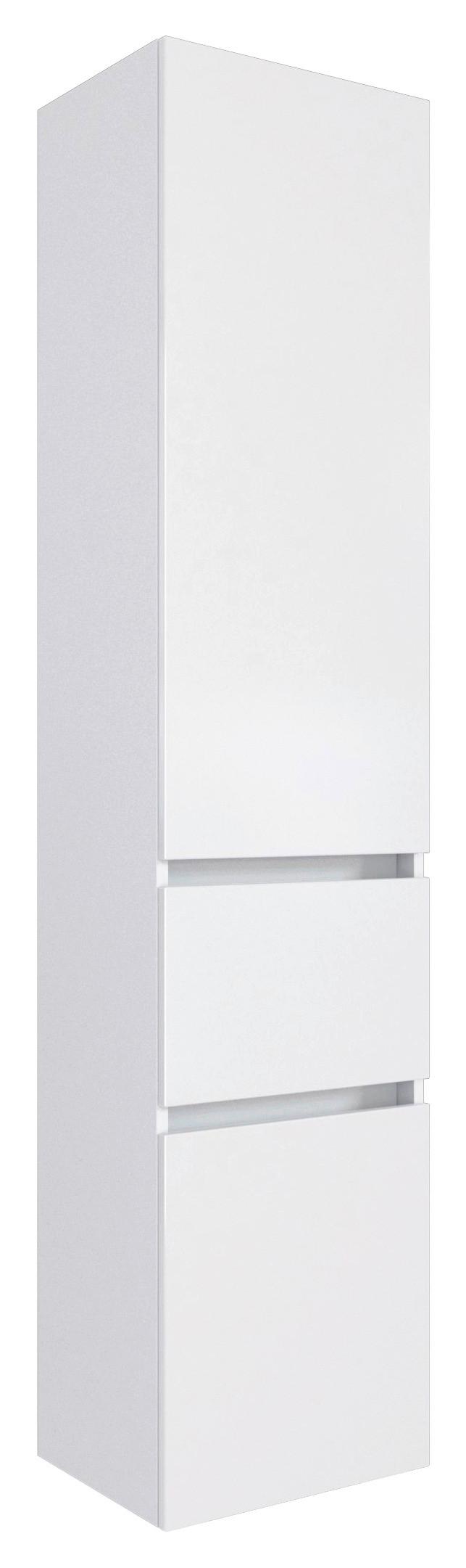 Hochschrank m. Türdämpfung Pienza 40cm Weiß Dekor - Silberfarben/Weiß, Basics, Holzwerkstoff (40/185/35cm) - Held