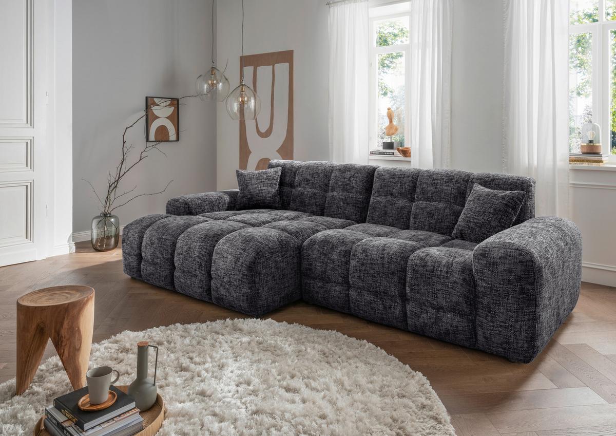 Ecksofa Bosco, Schwarz S: 152x301 cm - Schwarz, MODERN, Textil (152/301cm) - Livetastic
