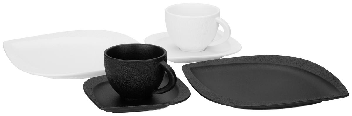 Kaffeeservice Vivien - Schwarz/Weiß, Basics, Keramik - James Wood