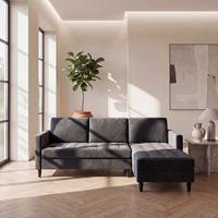 Ecksofa Palermo Anthrazit, mit Stauraum - Anthrazit/Schwarz, Basics, Textil (213/154cm) - Livetastic