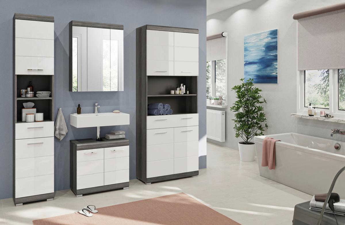 Badezimmer Scout - Weiß Hochglanz, MODERN, Holzwerkstoff (171cm) - MID.YOU