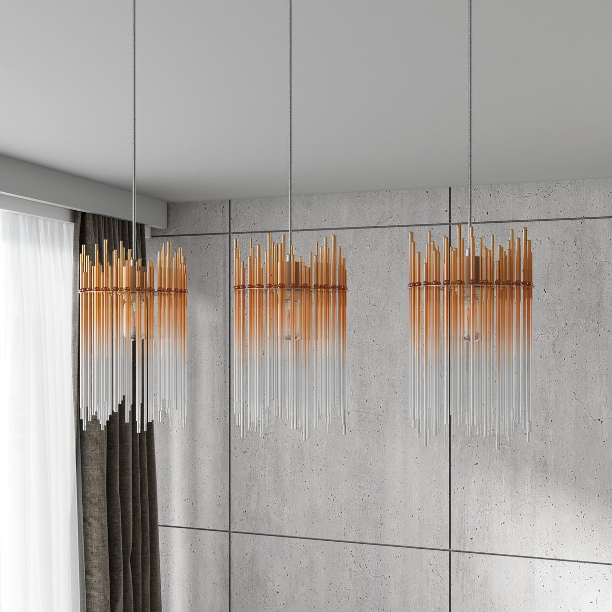 HÄNGELEUCHTE STAB - Champagner/Transparent, MODERN, Glas/Kunststoff (81/20/150cm)
