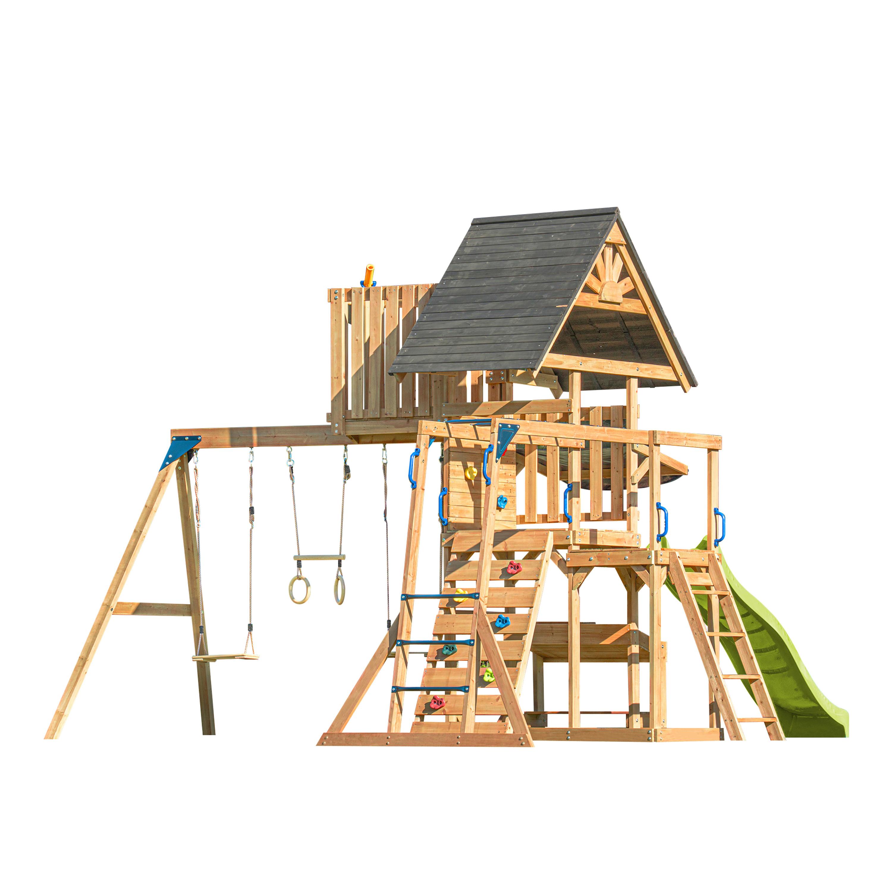 Spielturm mit Rutsche Limegrün