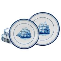 Tafelservice Blau/Weiß Steingut, 6 Pers., 12-teilig - Blau/Weiß, Basics, Keramik - Creatable