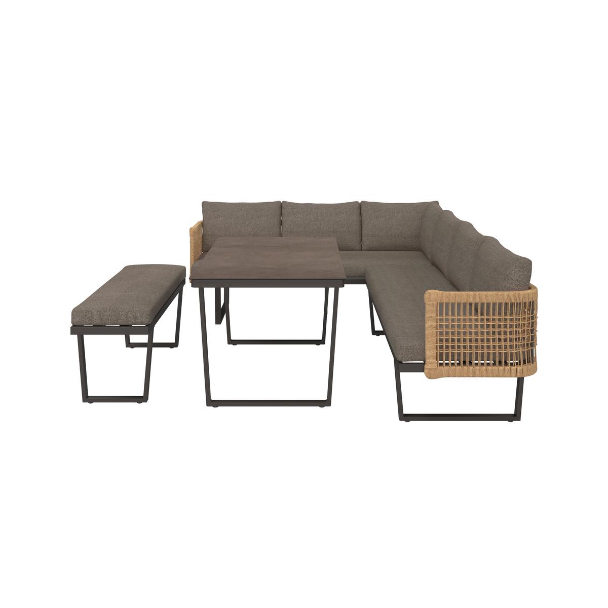 Loungegarnitur Bologna - Anthrazit/Braun, MODERN, Glas/Kunststoff (256/198cm) - Beldano