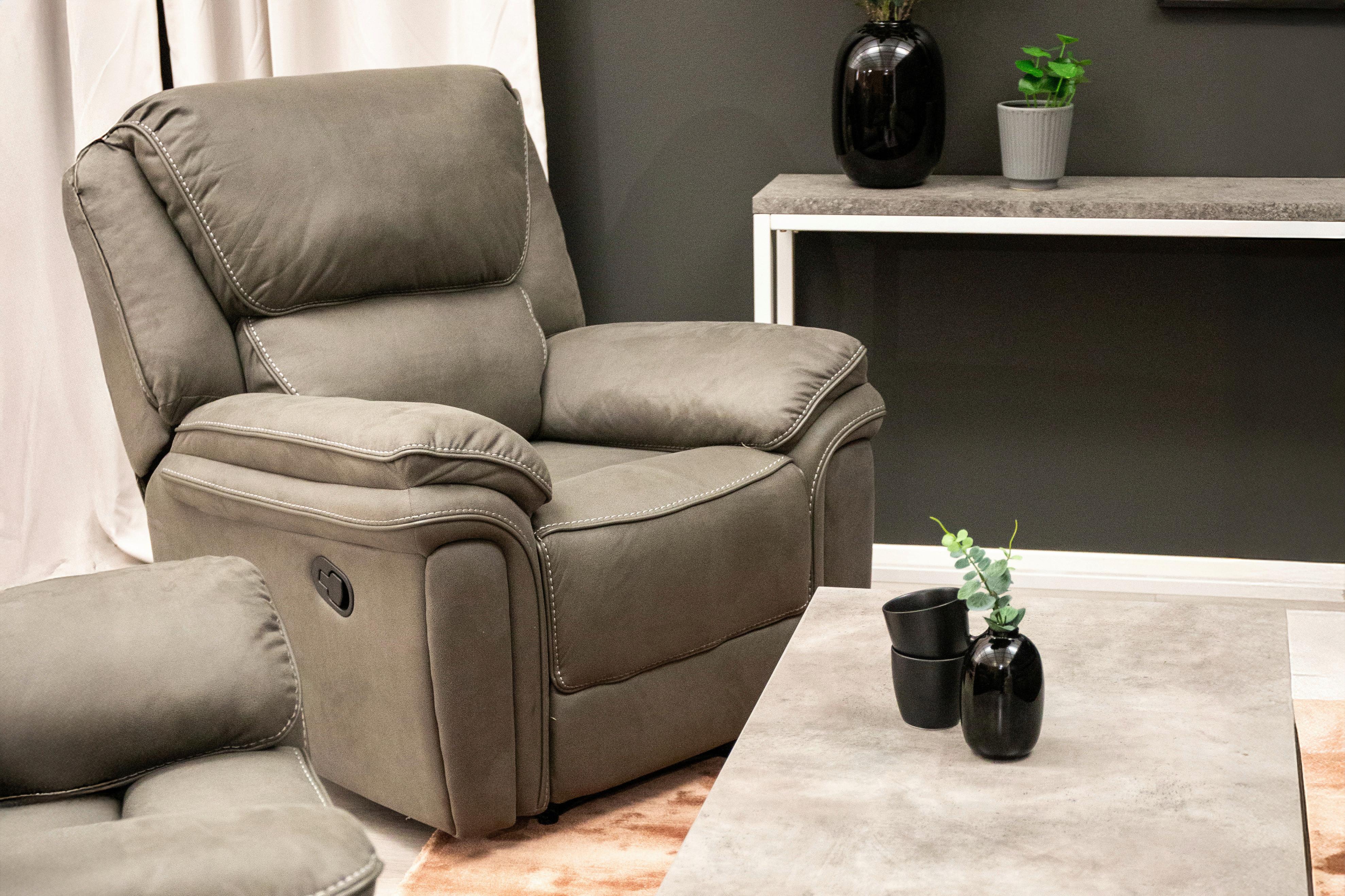 Fernsehsessel Saranda - Schwarz/Grau, Design, Kunststoff/Textil (98.5/96/99cm) - Livetastic