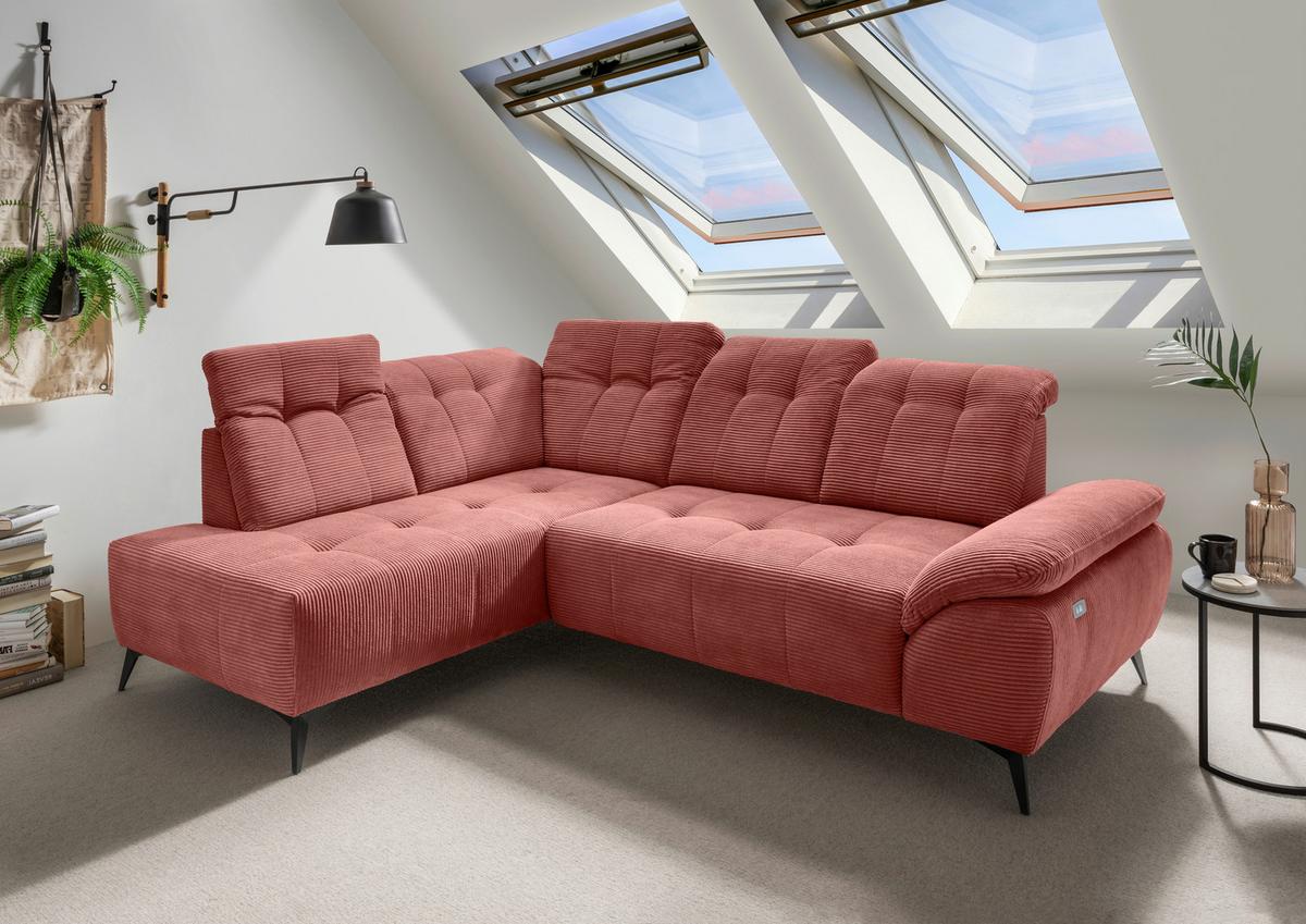 Ecksofa Fiore, Koralle S: 200x272 cm - Koralle/Schwarz, MODERN, Textil (200/272cm) - Livetastic