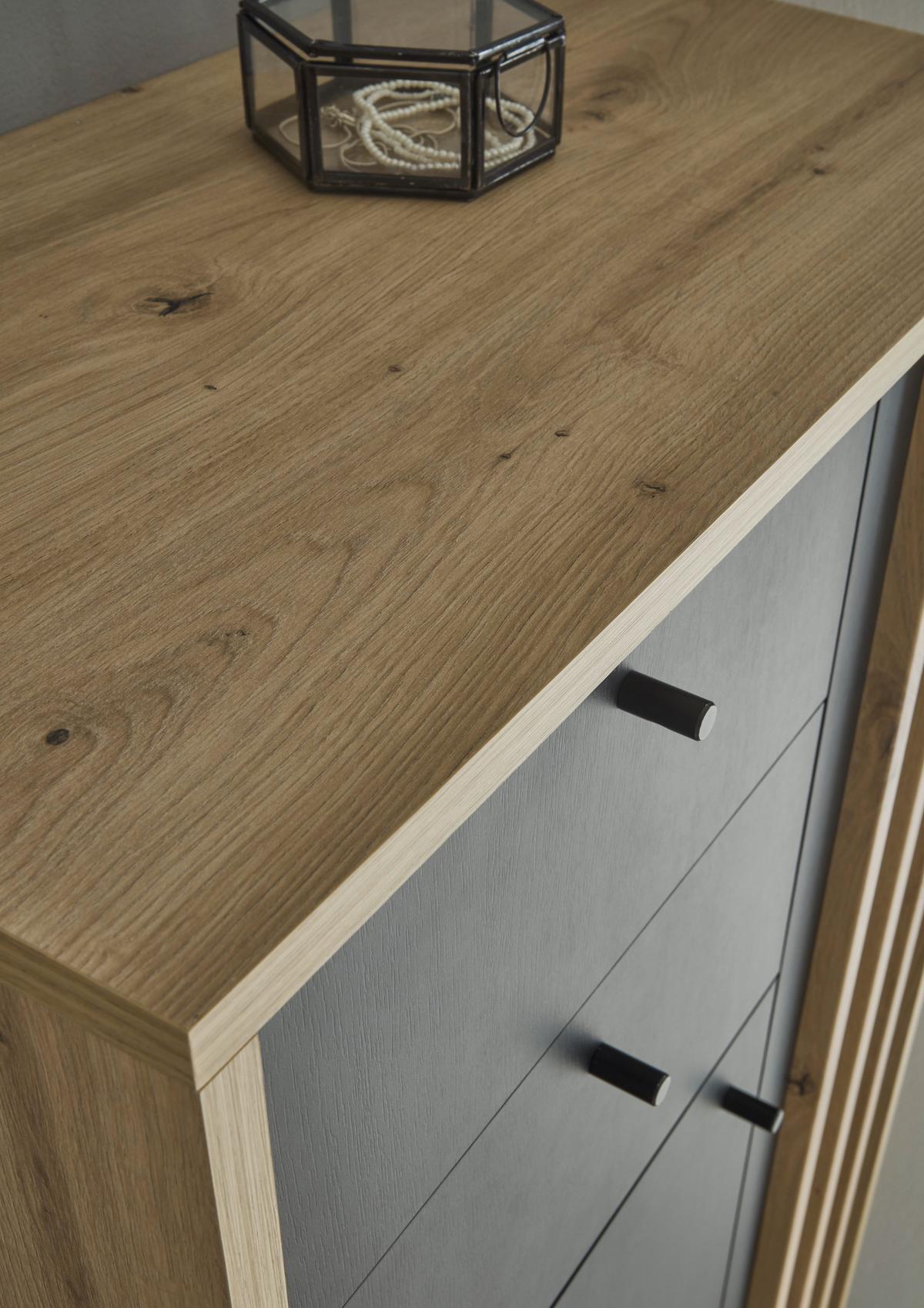 Midischrank Volano Bxh 60x106 Cm Eiche Dekor/schwarz - Schwarz/Eiche Artisan, MODERN, Holzwerkstoff (60/106/32cm) - MID.YOU