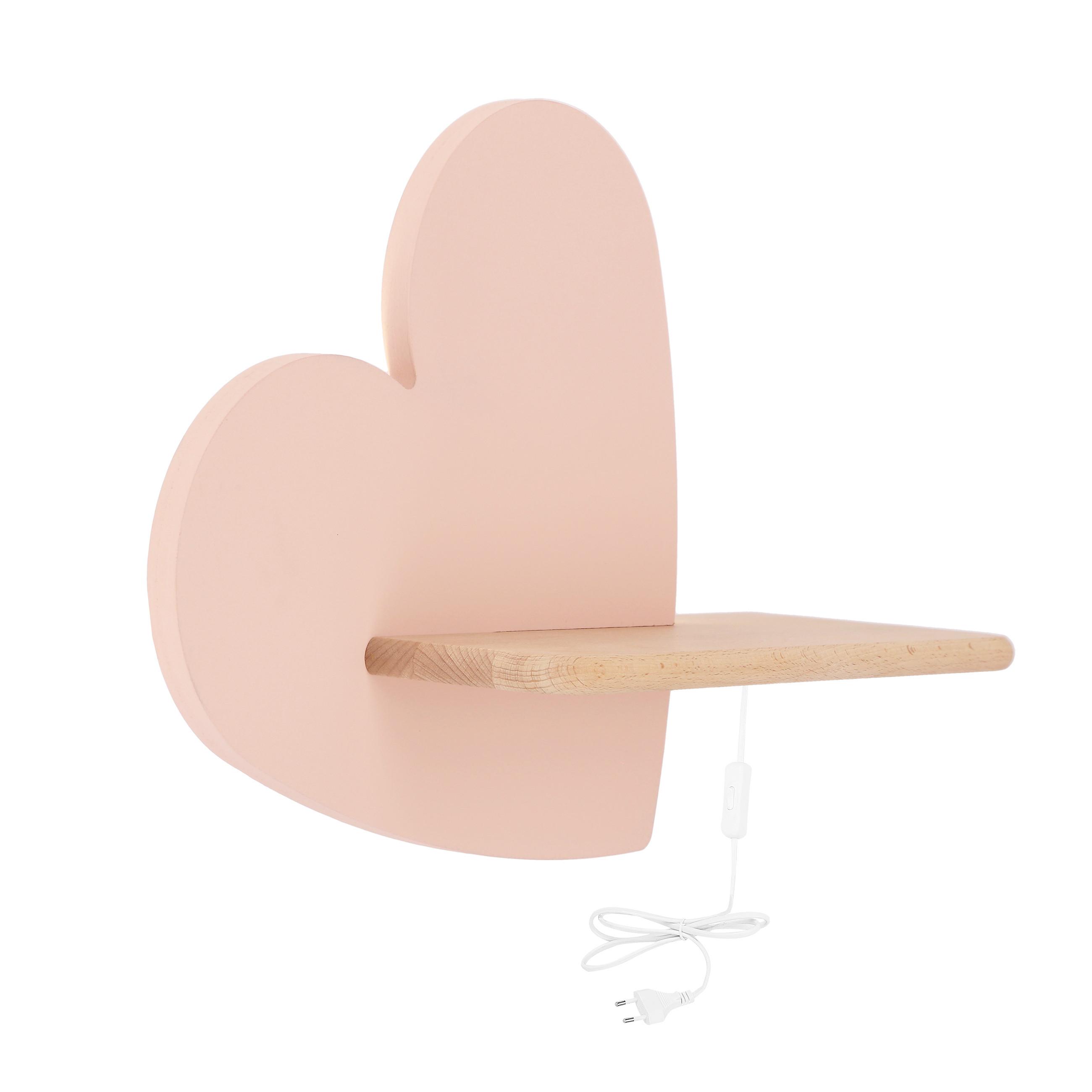 KINDERWANDLEUCHTE HEART - Pink, Basics, Holz/Holzwerkstoff (36/12/26cm)