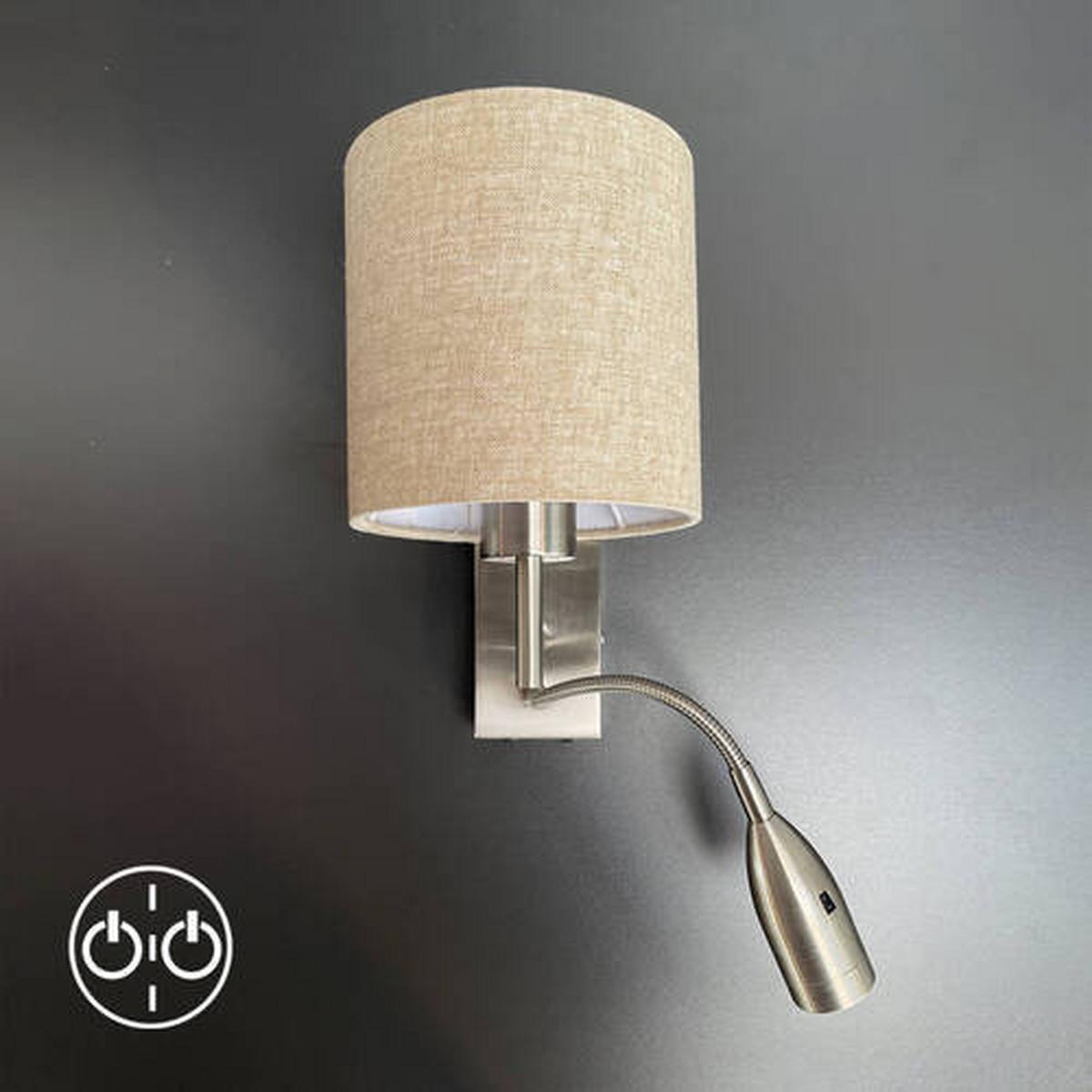 Wandleuchte 30314 Dreamer - Sandfarben/Nickelfarben, Basics, Textil/Metall (16/28cm) - Fischer & Honsel