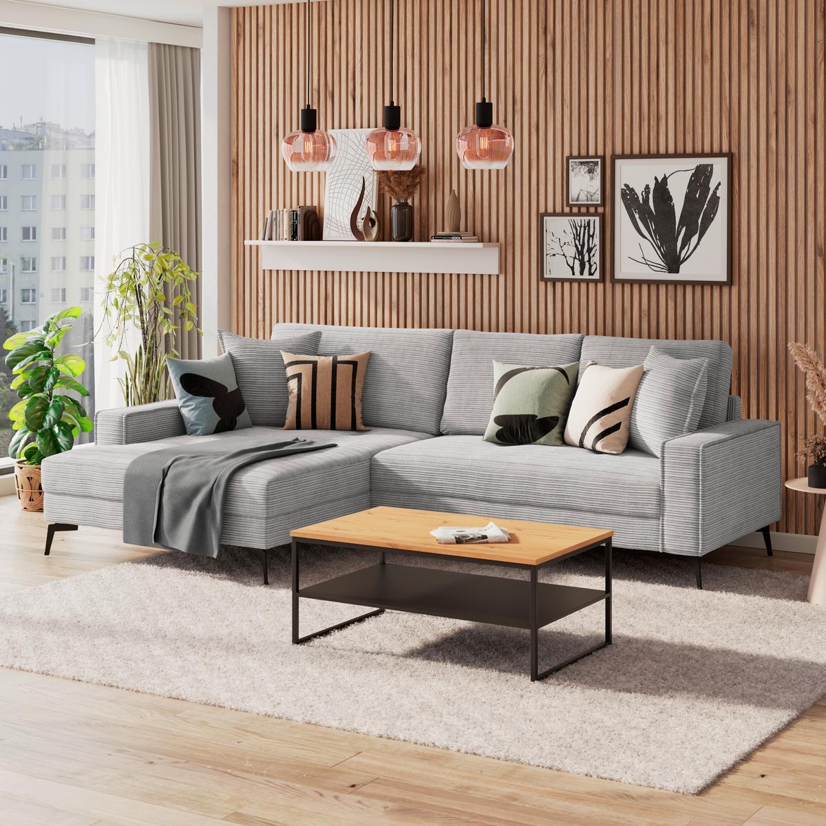 Ecksofa Zero Hellgrau 173x286 cm - Hellgrau/Schwarz, Trend, Textil (173/286cm)