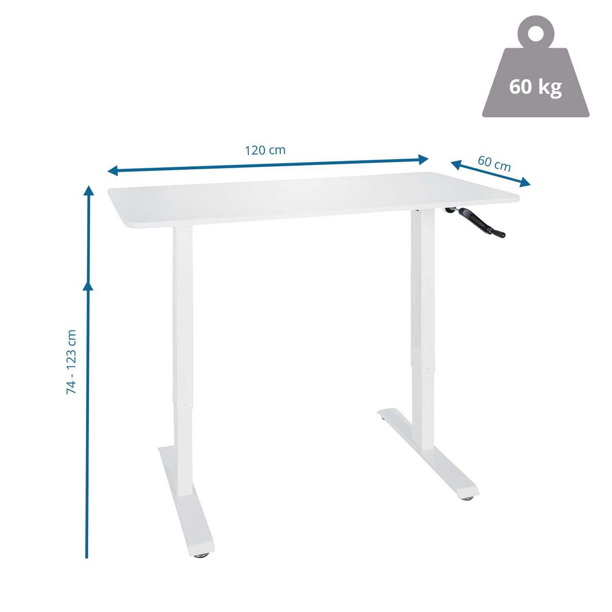 Schreibtisch Stand Cr Weiß - Weiß, MODERN, Holzwerkstoff/Metall (120/74/60cm) - MID.YOU