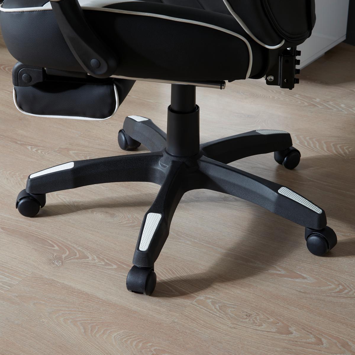 Gaming Stuhl Yaira Mit Ausziehbarer Fußstütze - Schwarz/Weiß, Design, Kunststoff/Textil (68,5/116-124/60,5cm) - Livetastic