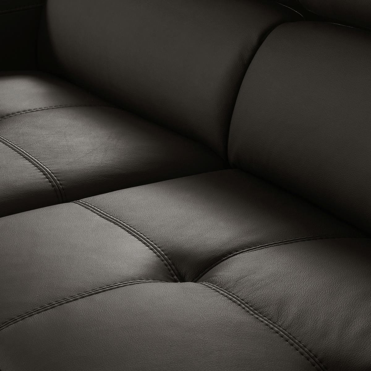 Ecksofa Torino Teilleder Dunkelbraun 173x247 - Dunkelbraun/Schwarz, Design, Leder/Textil (173/247cm) - Livetastic