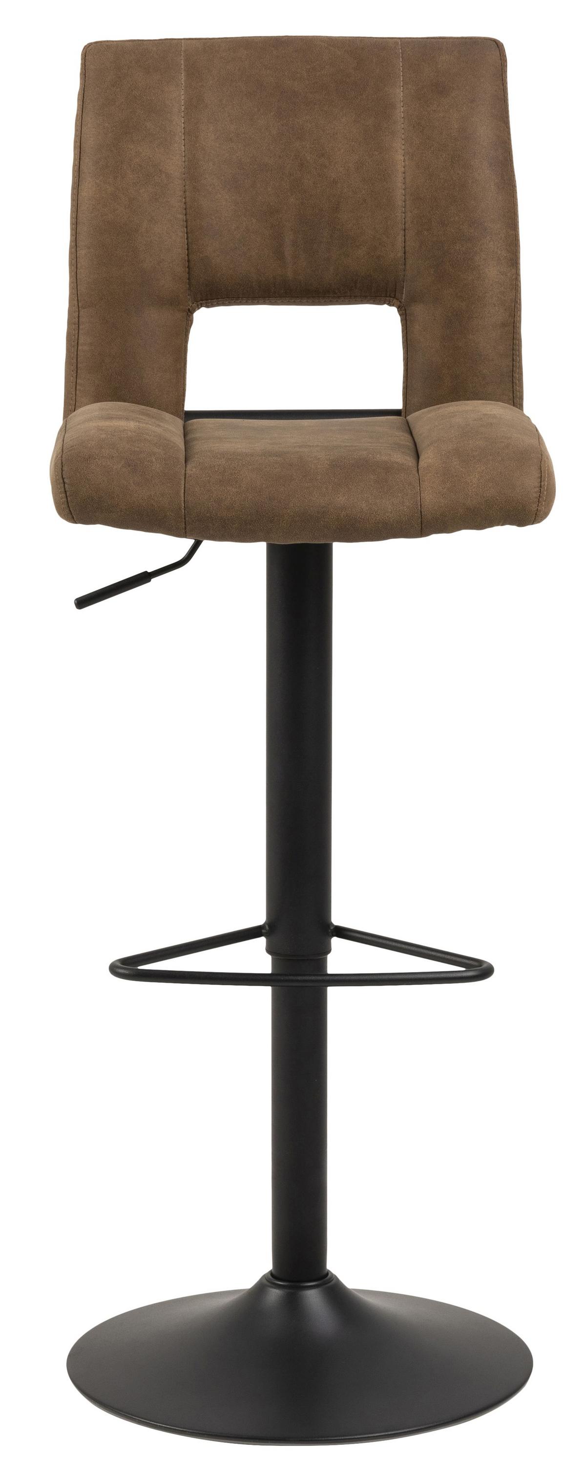 Barhocker höhenverstellbar mit Lehne Sylvia Hellbraun - Hellbraun/Schwarz, Design, Textil/Metall (41,5/94-115/52cm) - Carryhome