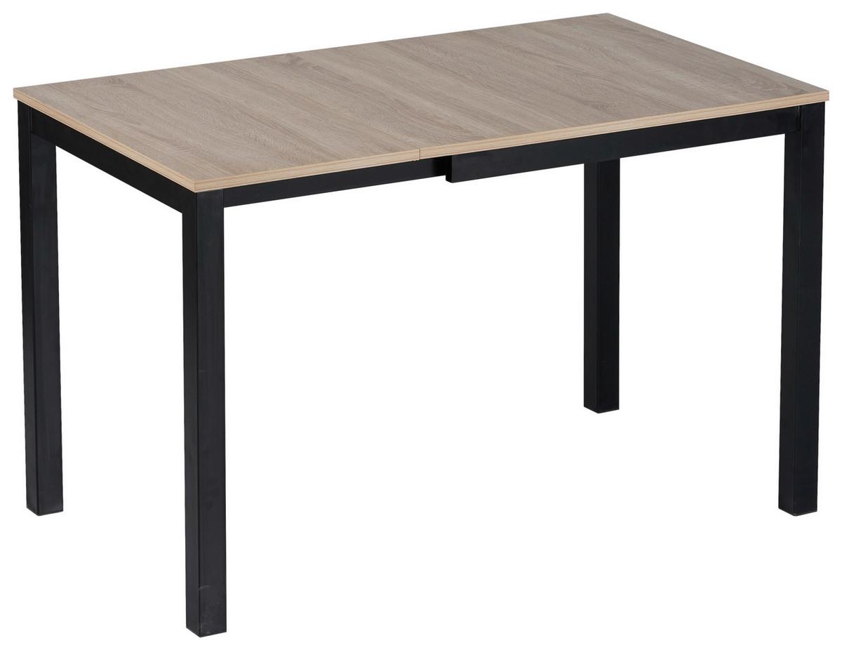 Ausziehtisch Gina 80 cm Mdf Sonoma Dekor, B: 80-120 cm - Schwarz/Sonoma Eiche, KONVENTIONELL, Holzwerkstoff/Metall (80-120/76/70cm) - MID.YOU