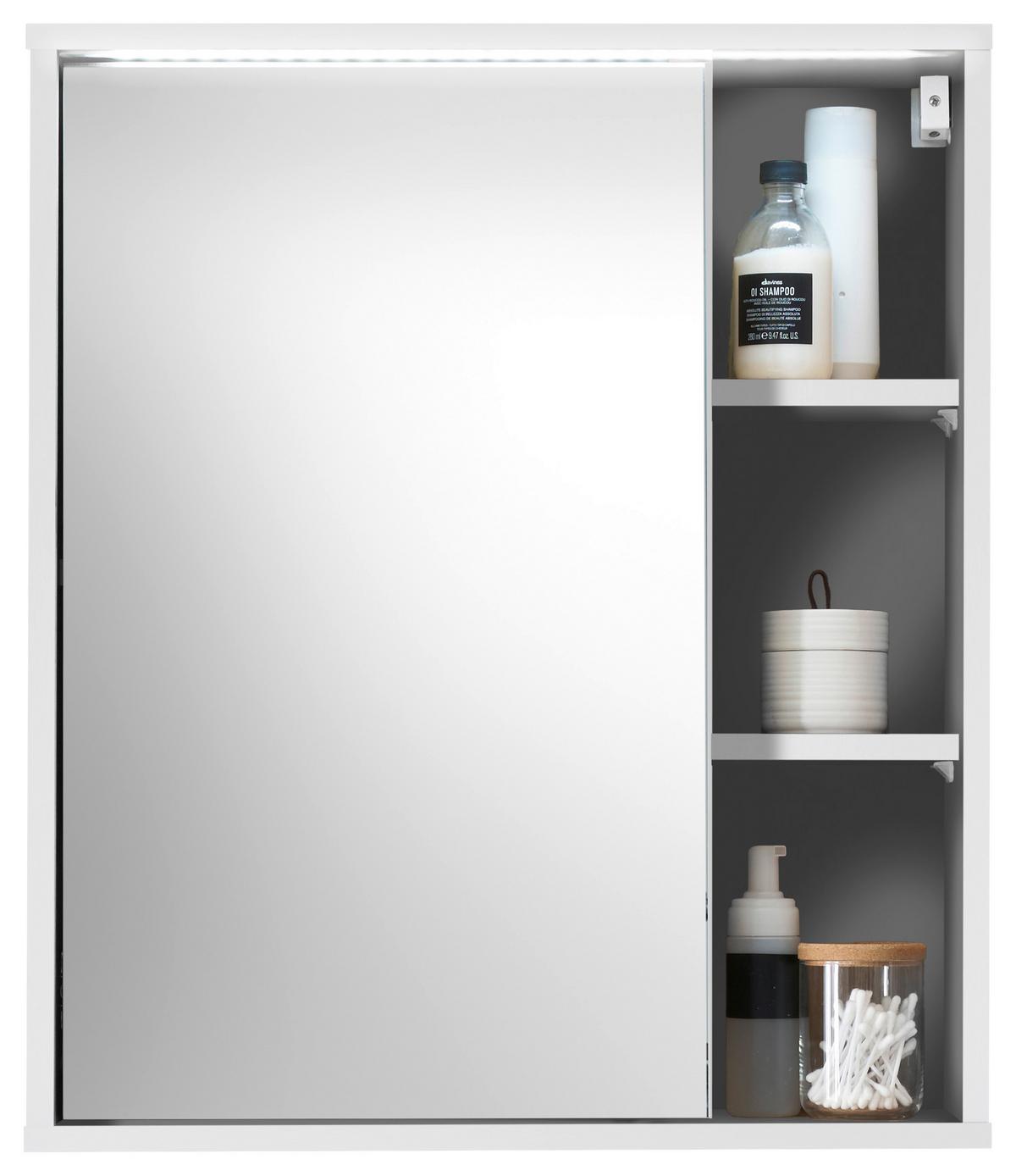 Spiegelschrank Greece mit LED- Beleuchtung 1 Türe - Weiß, MODERN, Glas/Holzwerkstoff (60/70/20cm) - MID.YOU