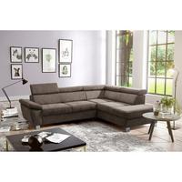 Ecksofa Lugano Mikrofaser Dunkelbraun 248x208 - Chromfarben/Dunkelbraun, Design, Textil (248/208cm) - Livetastic