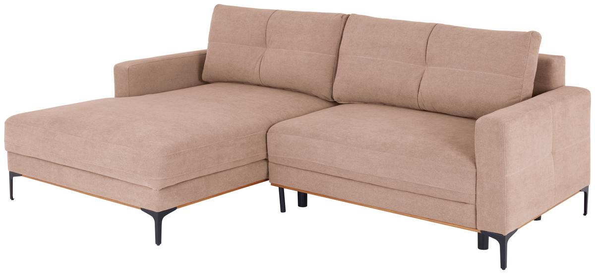 Rohová sedačka BERGAMO, levá, růžová - růžová/černá, Moderní, kov/textil (162/238cm) - Ondega