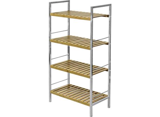 Regál Badi - hnedá/chrómová, Moderný, kov/kompozitné drevo (50/93/27cm) - Ombra Regál Badi - hnedá/chrómová, Moderný, kov/kompozitné drevo (50/93/27cm) - Ombra