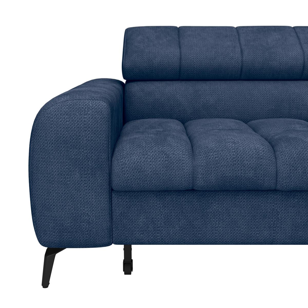 Ecksofa Volf Rechts New Blau, S: 261x203 cm - Blau/Schwarz, Trend, Kunststoff/Textil (261/203cm)