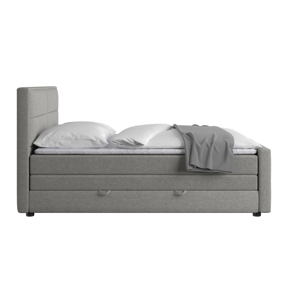 Boxspringbett mit Bettkasten Palermo 180x200 Silberfarben - Silberfarben/Schwarz, MODERN, Karton/Holzwerkstoff (180/200cm) - MID.YOU