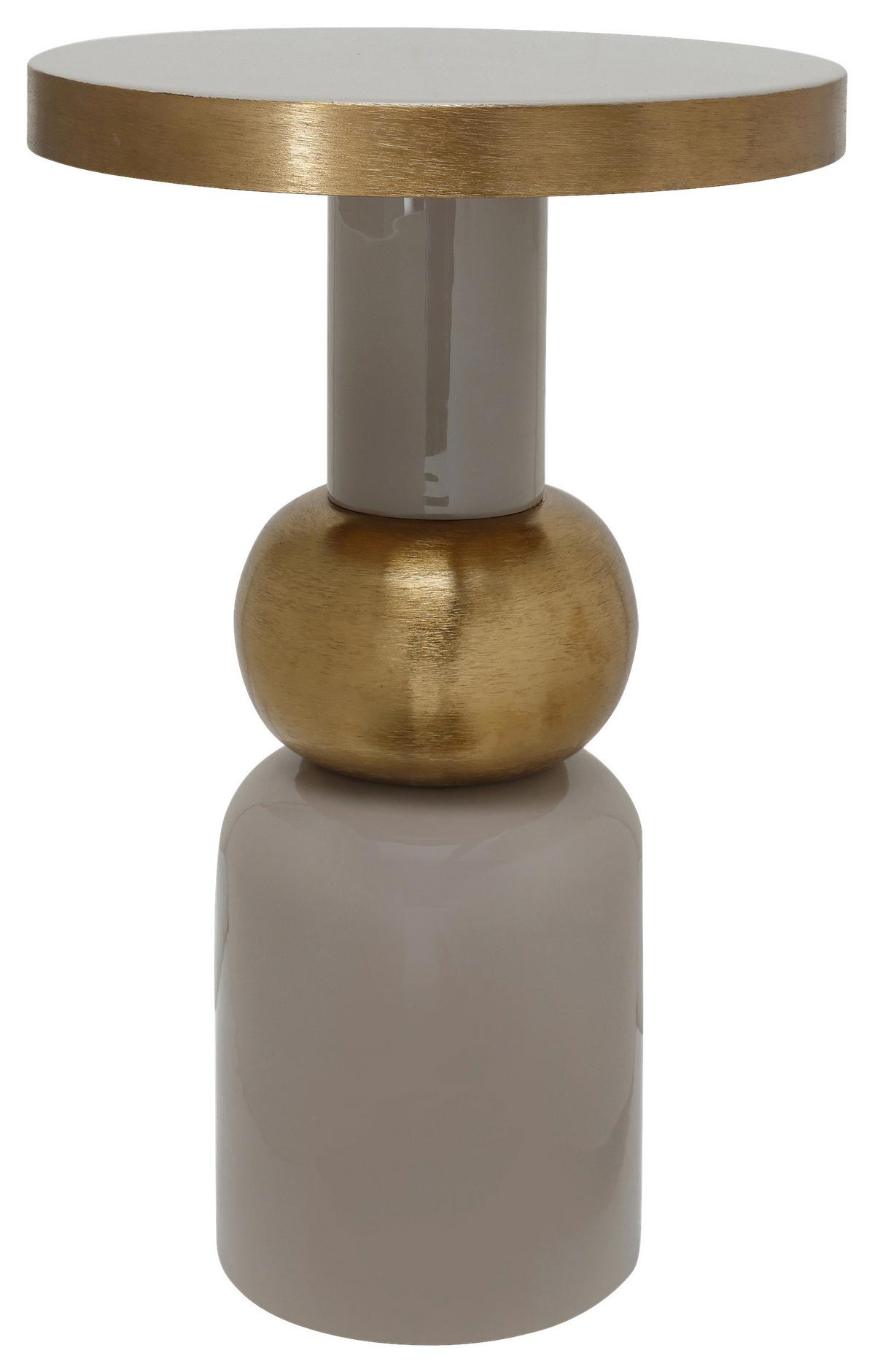Beistelltisch Art Deco 2125 Goldfarben/Taupe B: 62 cm - Taupe/Goldfarben, Design, Metall (41/62cm) - Kayoom