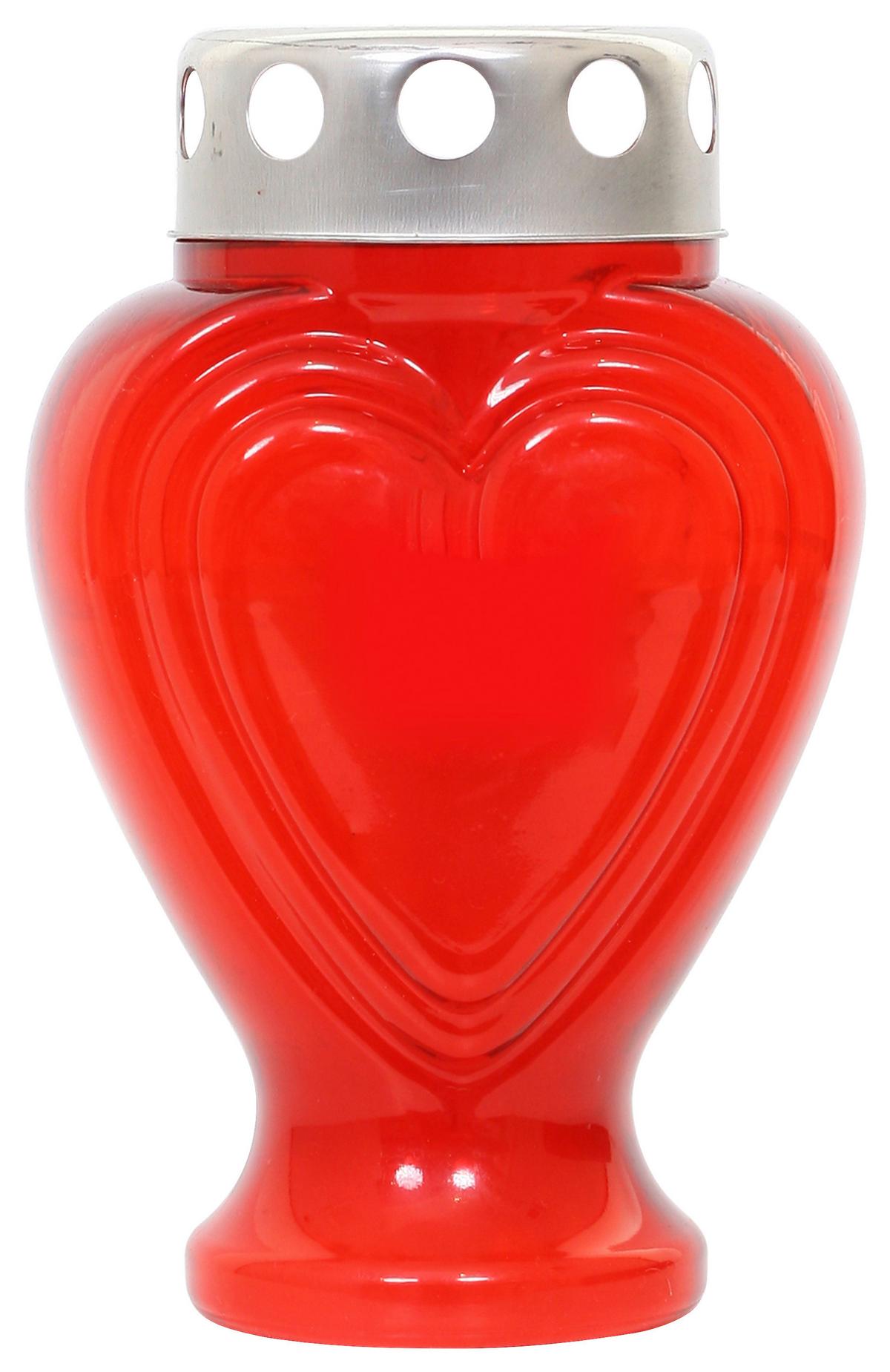 Kegyeleti Mécses William - piros/fehér, Konventionell, műanyag/természetes anyagok (11,4/17,9cm) - Ondega