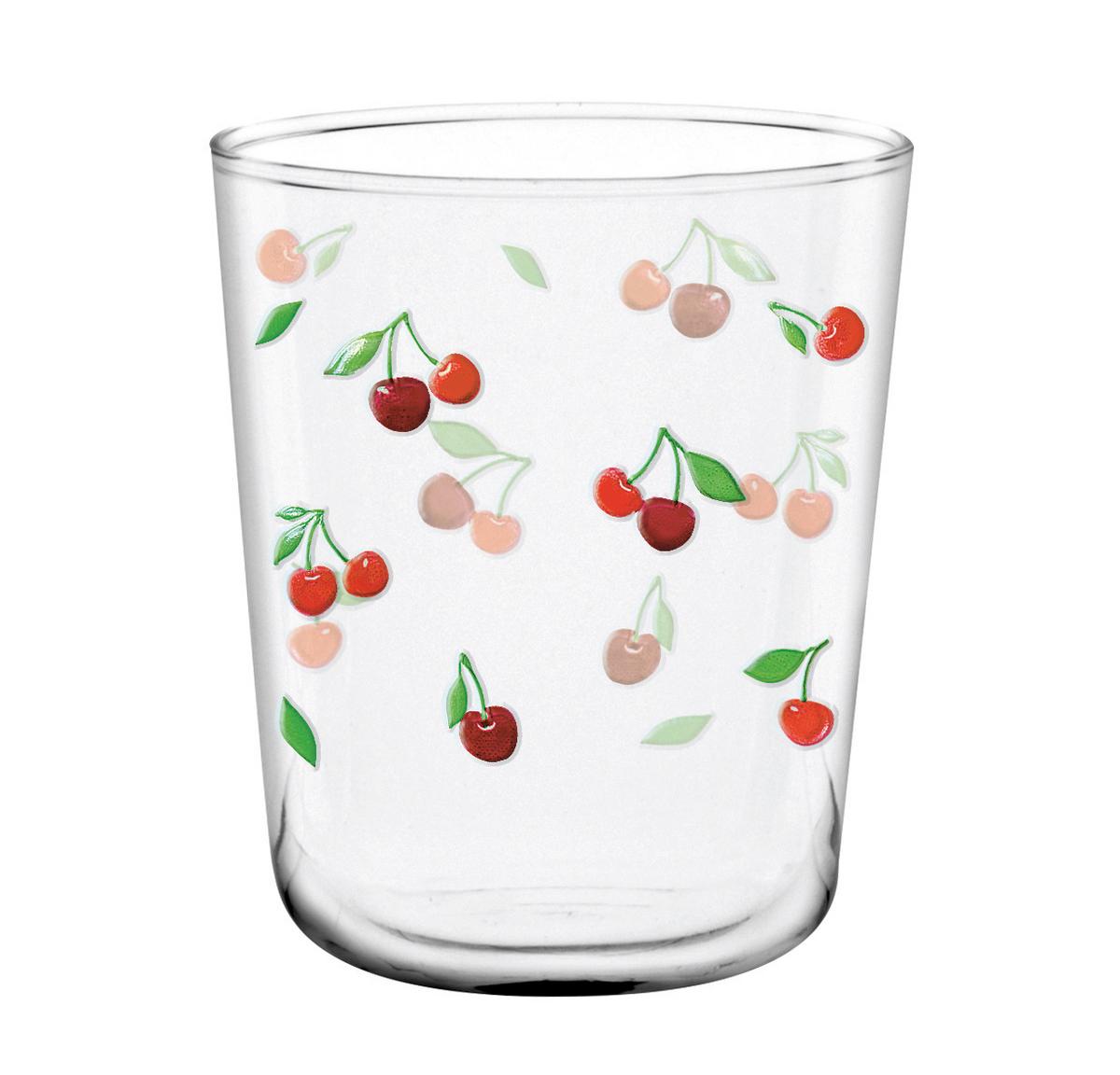 Trinkglas Cherry - Klar/Rot, Design, Glas (8/9,5cm) - Luca Bessoni