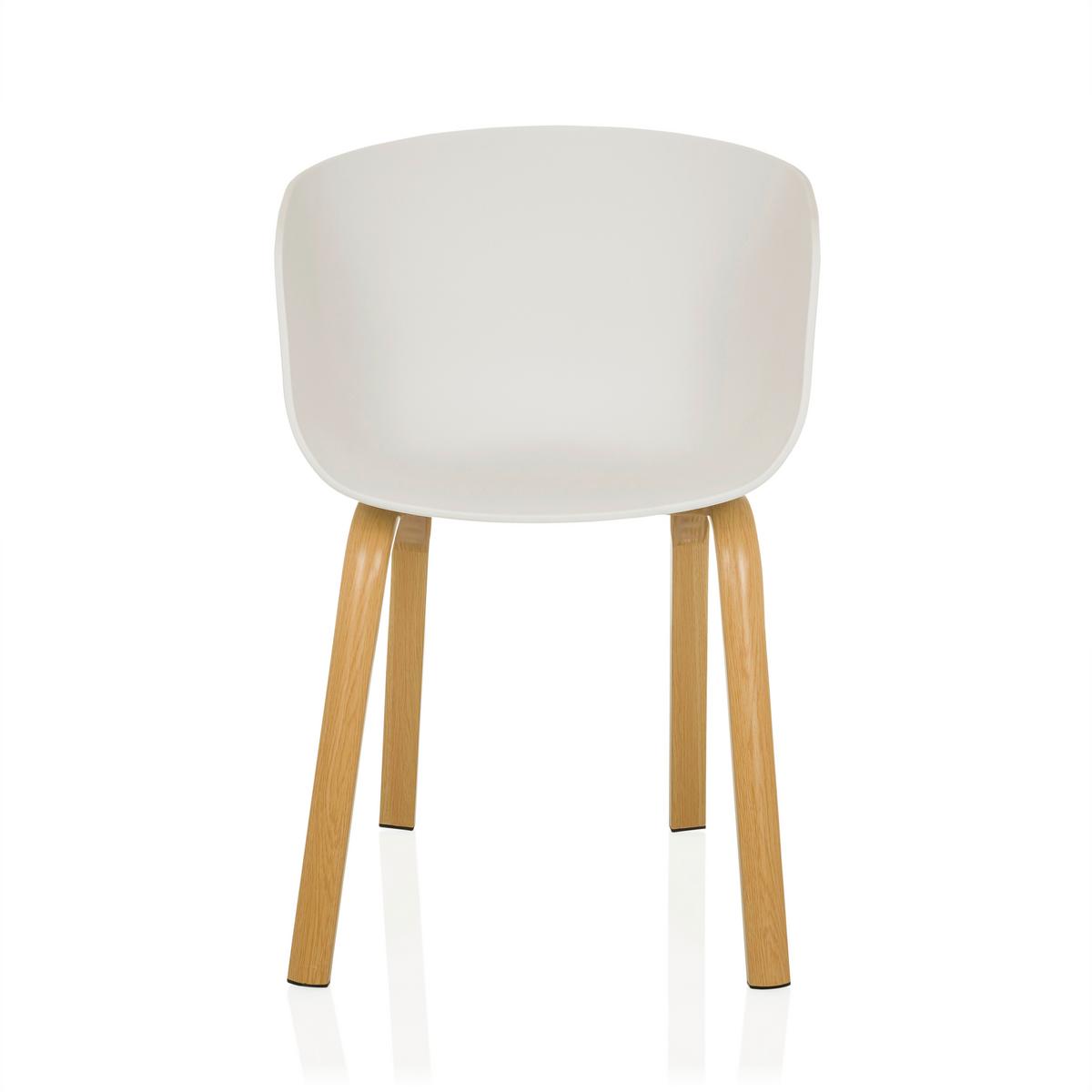 Armlehnstuhl Oslo W Weiß B: 54 cm - Hellbraun/Weiß, MODERN, Kunststoff/Metall (54/78/56cm) - MID.YOU