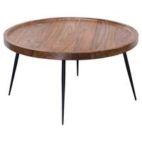Kulatý konferenční stolek WL5.678 masiv - černá/barvy sheesham, Design, kov/dřevo (75/75/39cm) - MID.YOU