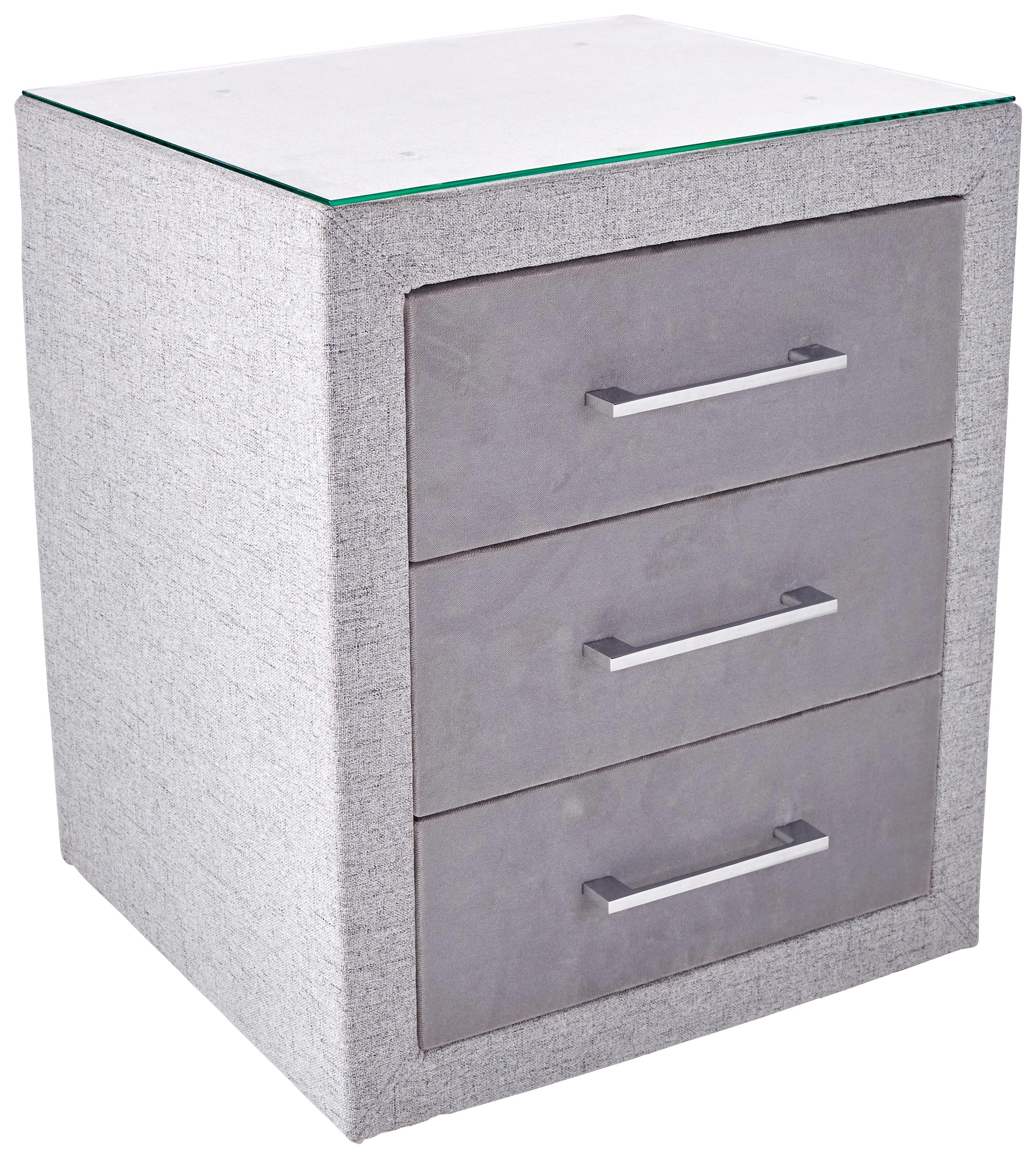 Nachtkästchen Tango - Hellgrau/Schwarz, KONVENTIONELL, Textil (55/40/60cm)