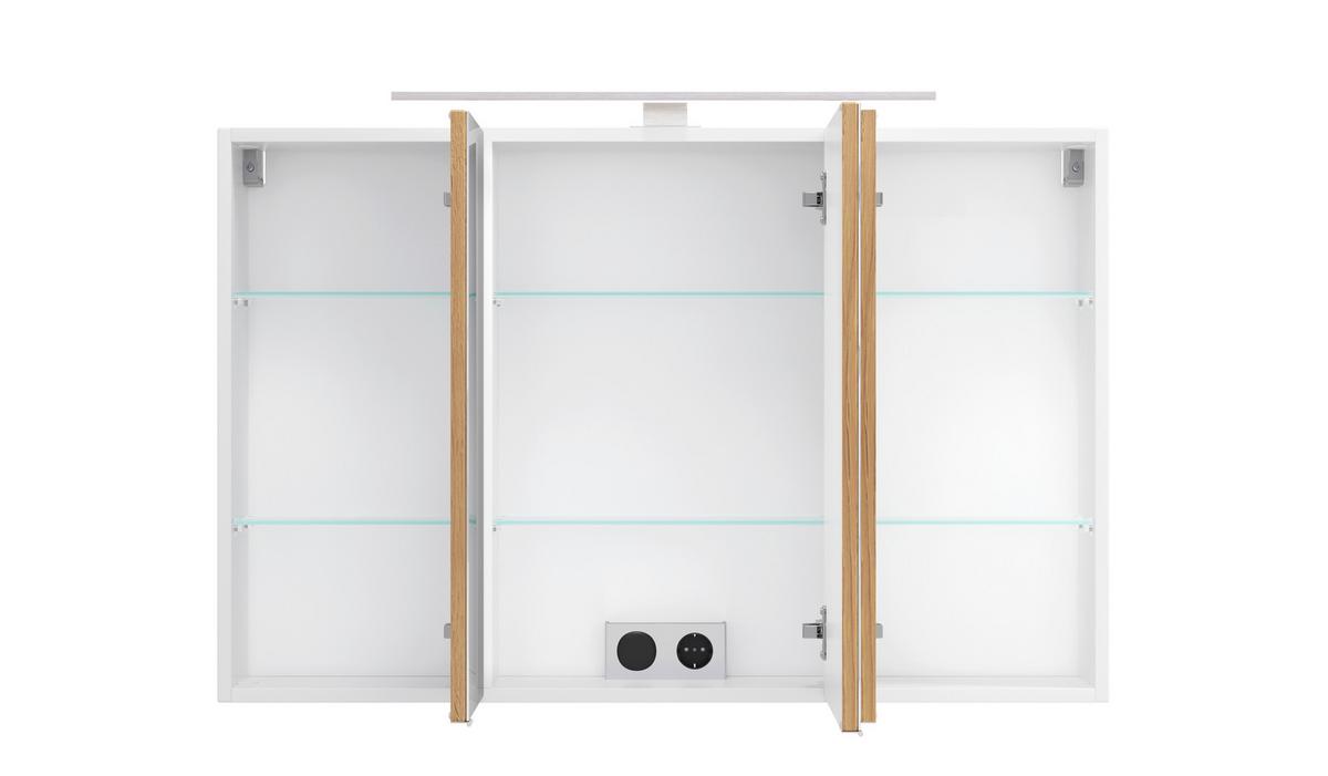 SPIEGELSCHRANK Verona Weiß B: 100cm - Wildeiche/Weiß, Trend, Glas/Holzwerkstoff (100/64/20cm) - Held