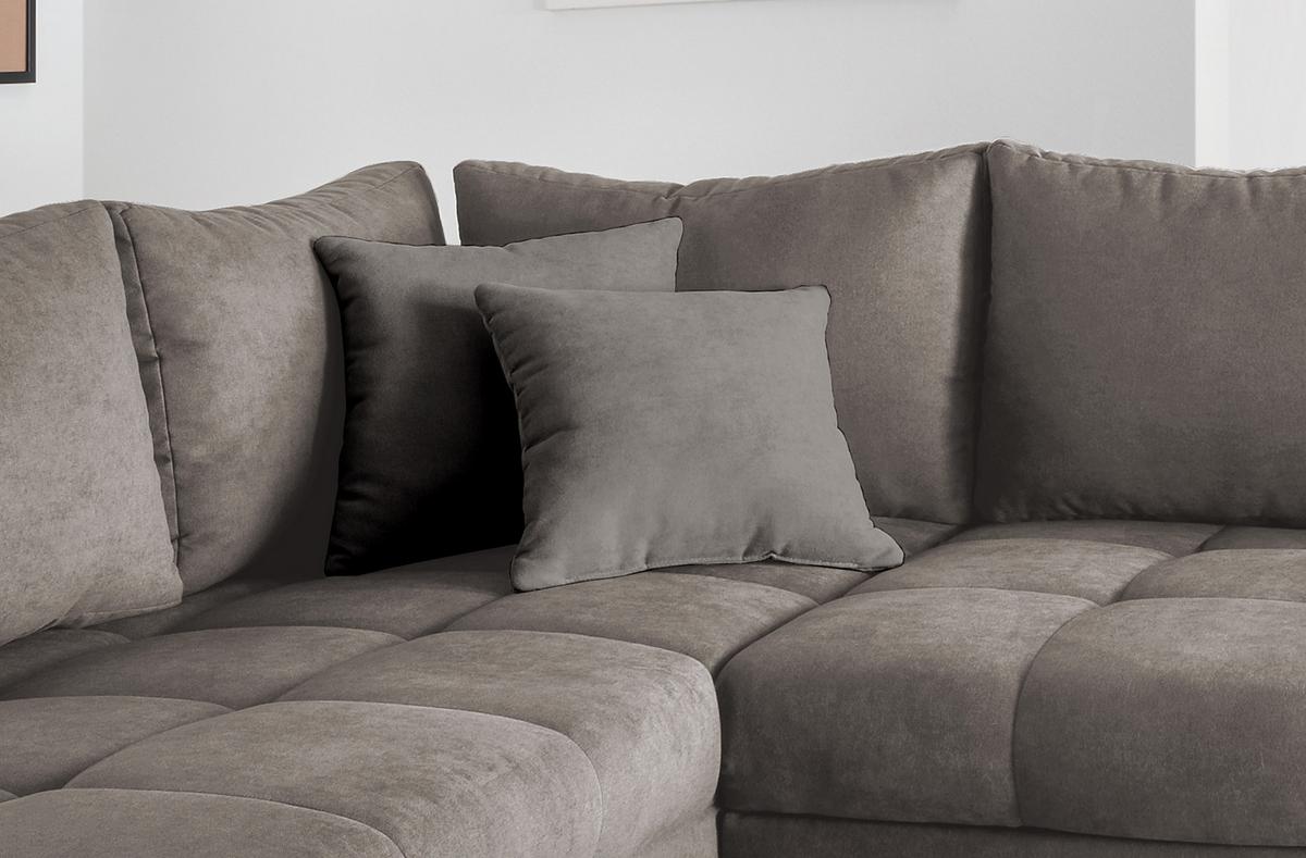 Eckschlafsofa Alvito Graubraun S: 202/298 cm - Graubraun/Silberfarben, Design, Textil (202/298cm) - MID.YOU