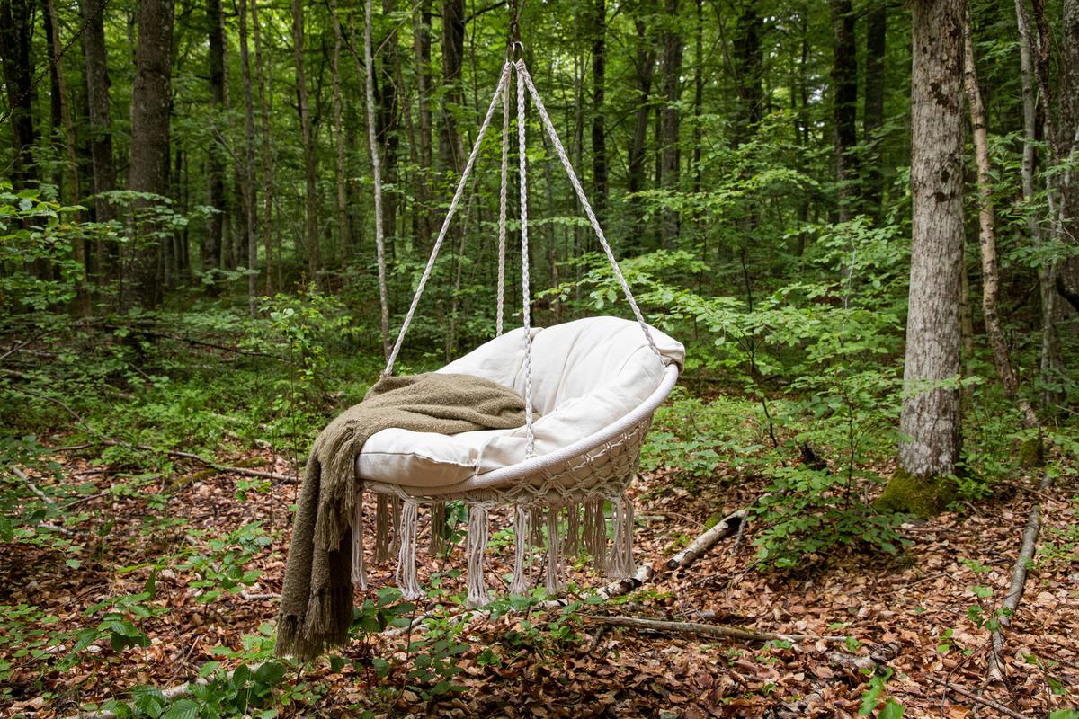 Hängesessel Hamtic mit Sitz- und Rückenkissen - Weiß, KONVENTIONELL (80/90/60cm) - Gardenson