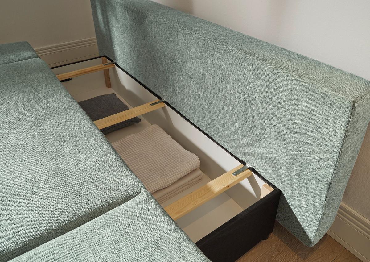 2-sitzer-sofa Mit Schlaffunktion Sunny B: 212 Cm - Graublau/Schwarz, KONVENTIONELL, Holzwerkstoff/Textil (212/88/101cm) - MID.YOU