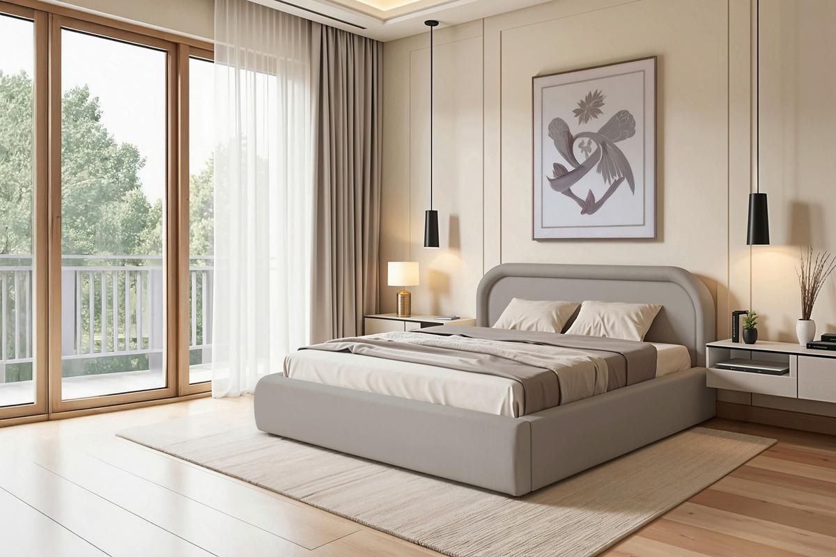 Polsterbett Dafne Grau Lf: 140x200 cm - Eichefarben/Grau, MODERN, Holz/Textil (140/200cm) - Livetastic