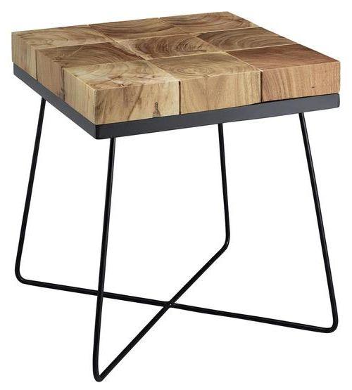 Příruční stolek Zari masív - černá/barvy akácie, Design, kov/dřevo (45/51/45cm) - MID.YOU