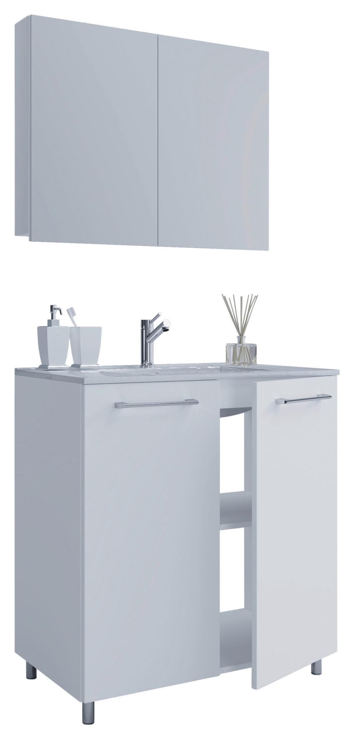 Badezimmer Gilos 3-teilig Weiß B: 60 Cm - Weiß, MODERN, Keramik/Holzwerkstoff (60cm) - MID.YOU