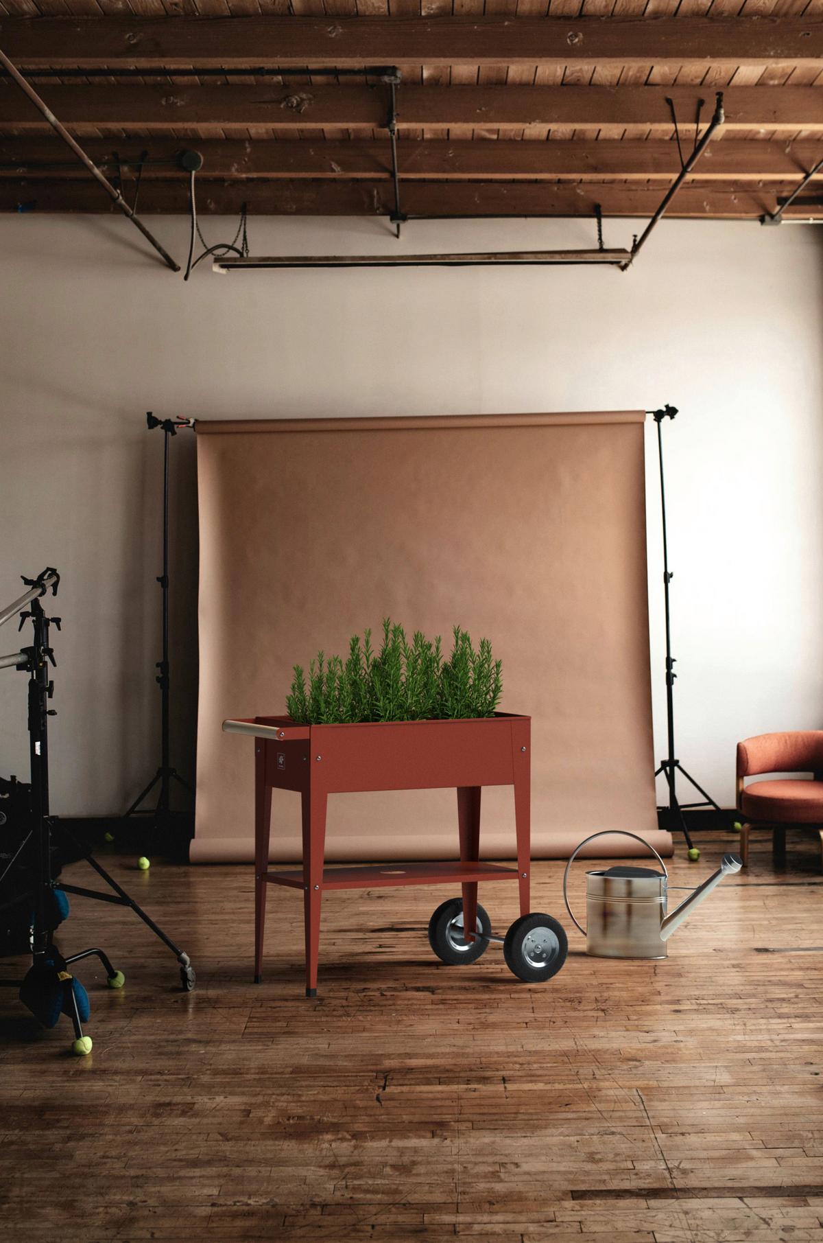 Hochbeet Stahl Kräuterfabrik mit Rollen 35x80x75 cm Rot - Rot, Basics, Metall (35/80/75cm)