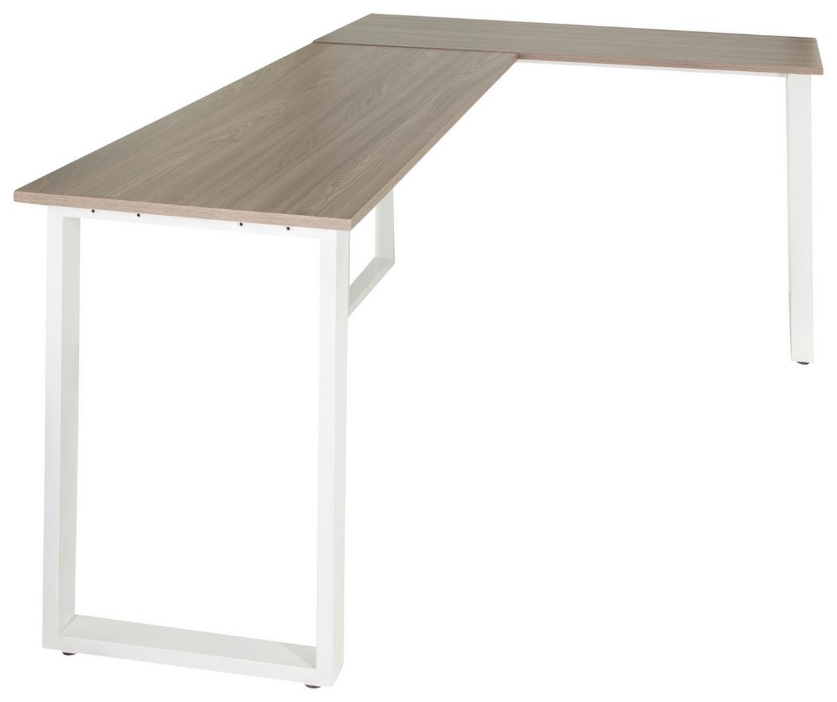 Eckschreibtisch Workspace Basic I - Weiß/Grau, Basics, Holzwerkstoff/Metall (165/120/75cm) - MID.YOU