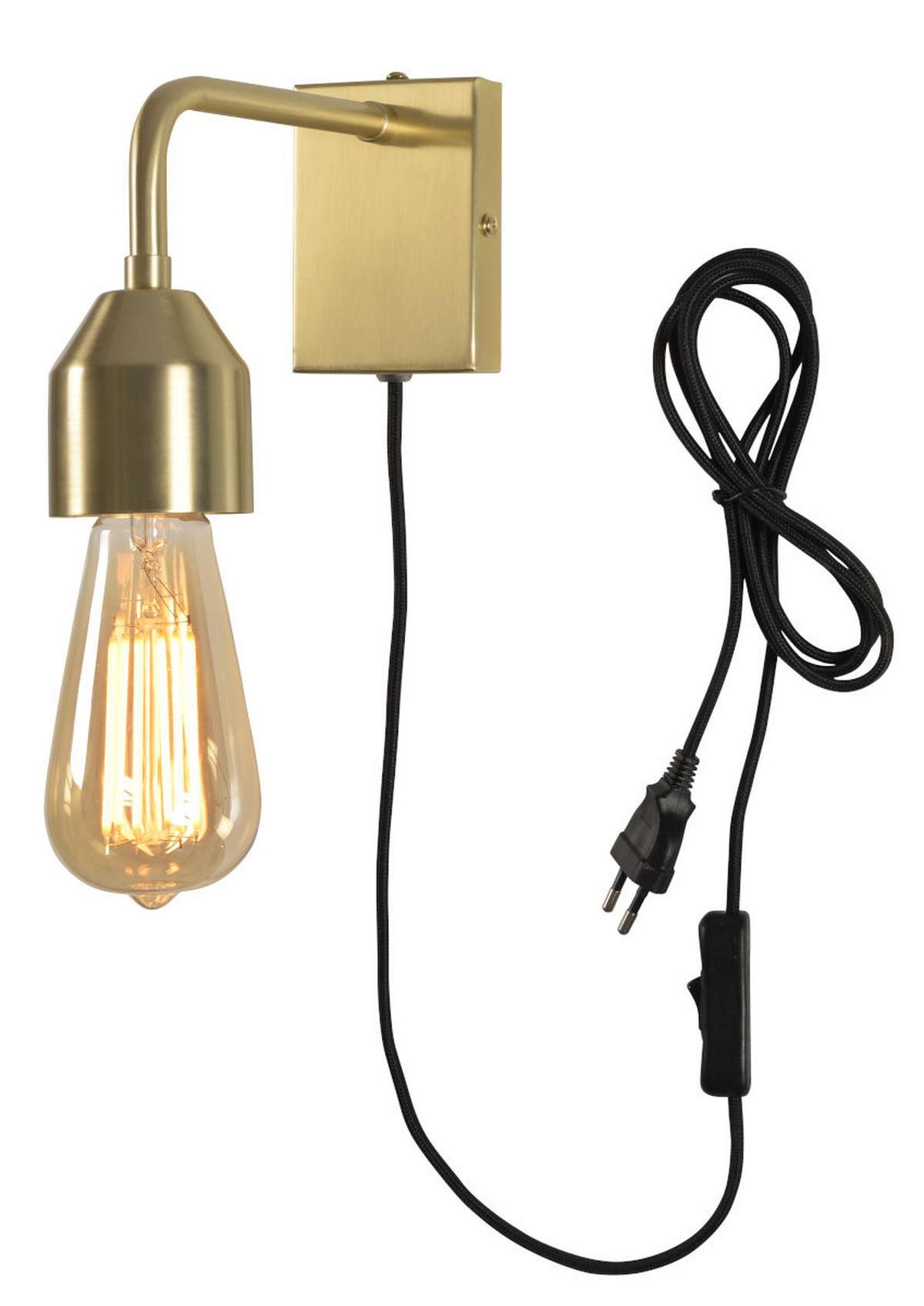 Wandleuchte Madrid 1-Flammig mit Schalter - Goldfarben, Design, Metall (7/14,7/20,3cm) - It's about Romi