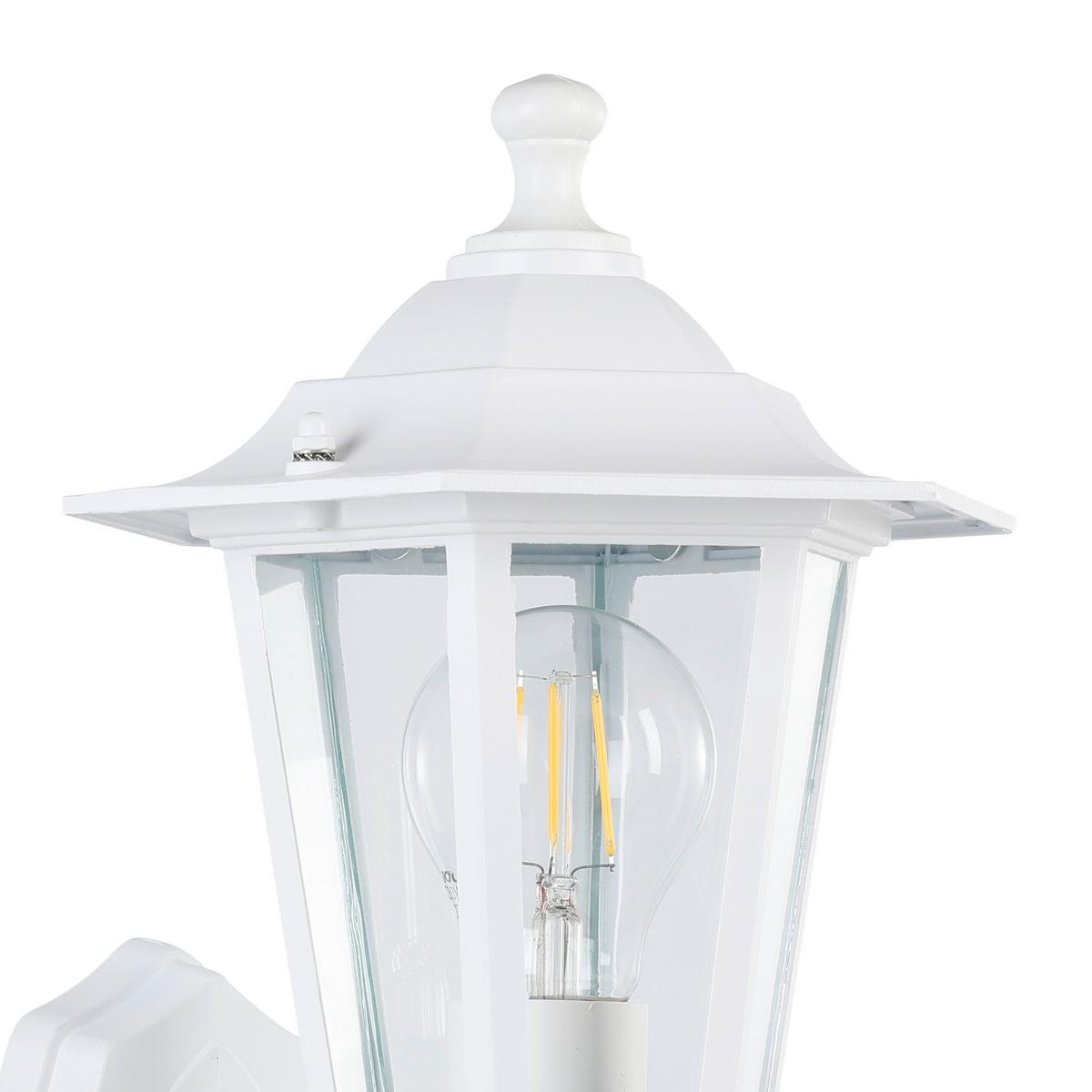 Außenwandleuchte Mit Bewegungsmelder 1x 60 W E27 - Klar/Weiß, Basics, Glas/Metall (16,5/23,5/42,5cm) - Eglo