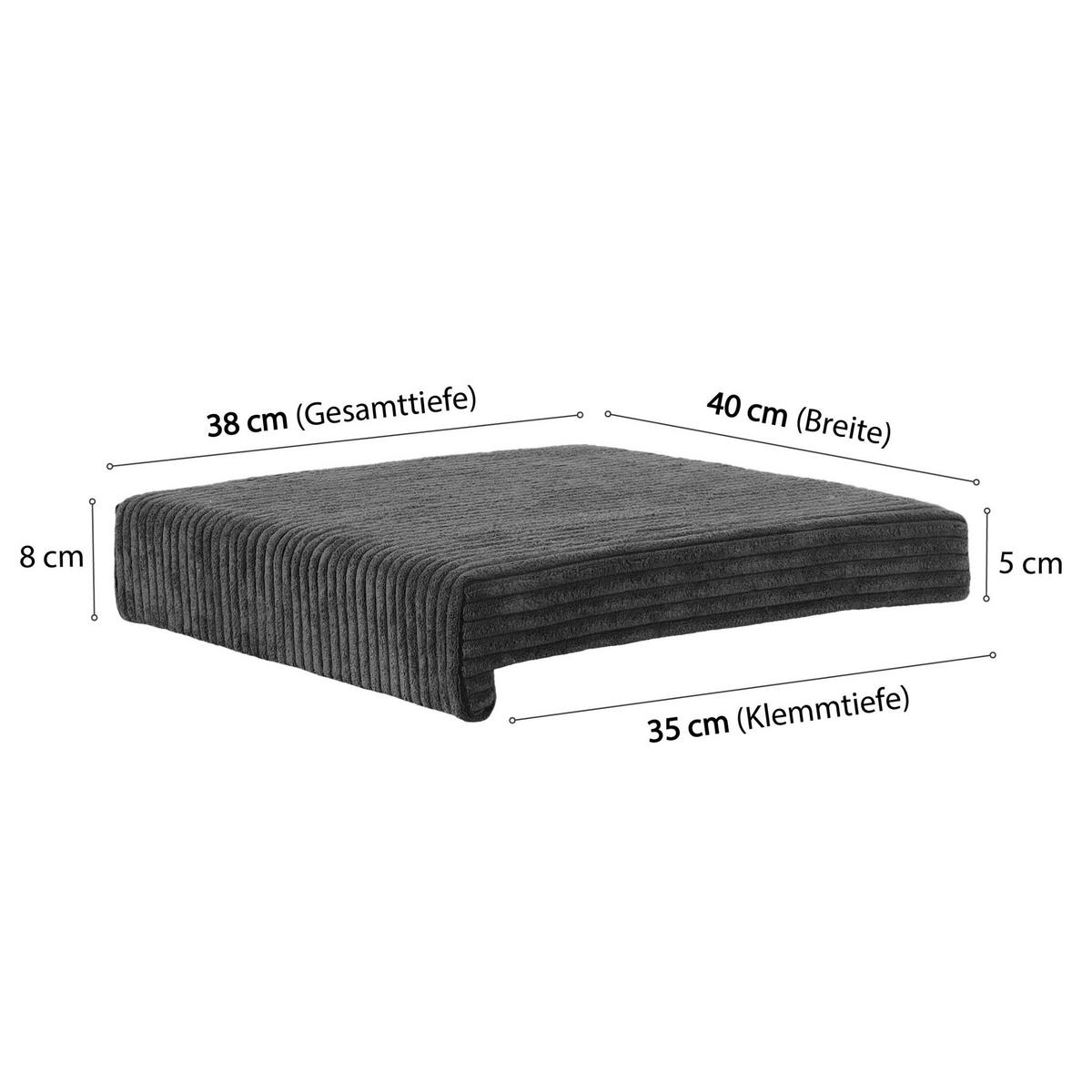 Bankkissen 2-Tlg. Set Cord, Grau, LxB: 40x35/38 cm - Basics, Textil (40/35/38/5/8cm)