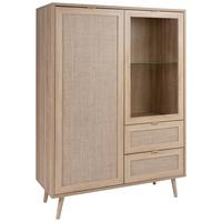 Highboard + Glastür 101,5 cm Bali, Eiche/Geflechtoptik - Sonoma Eiche, Natur, Glas/Holzwerkstoff (101,5/139/40cm) - MID.YOU