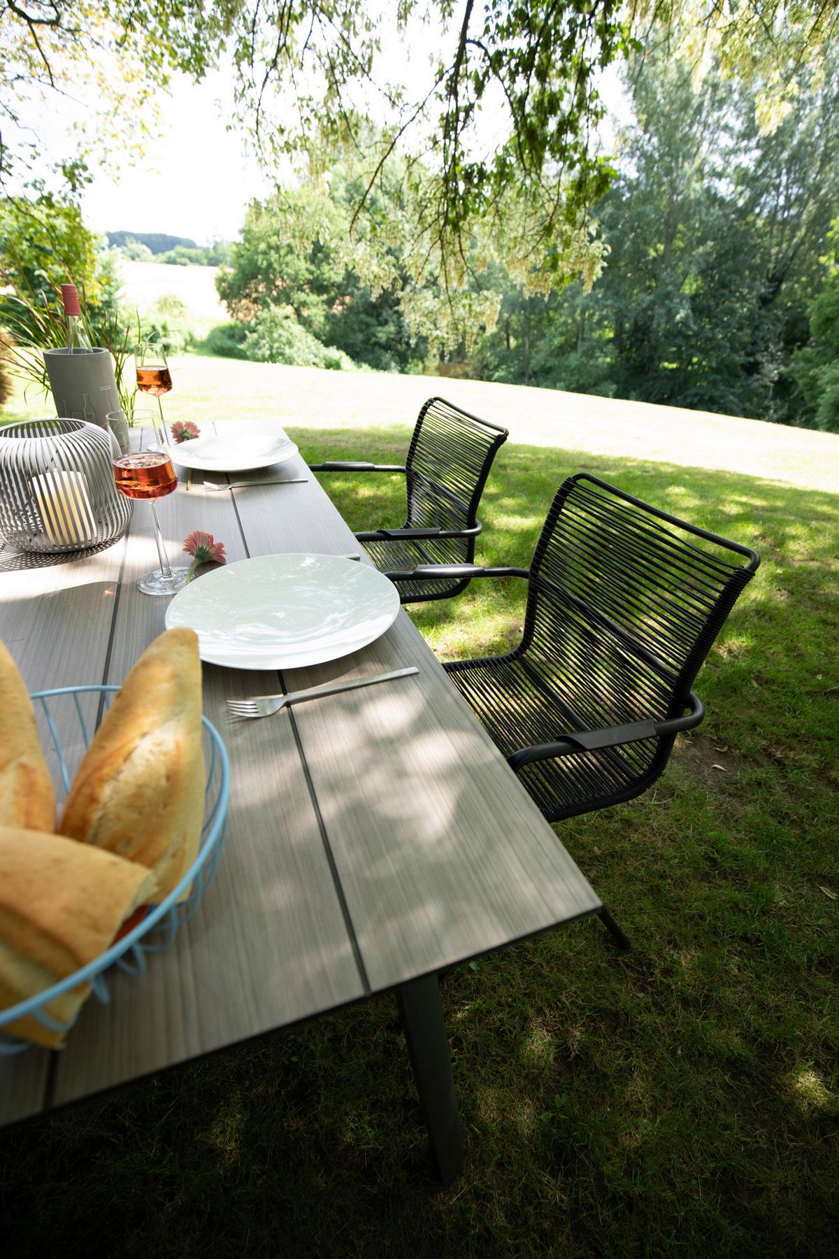 Gartengarnitur 5-Tlg. Metall/Kunststoff - Anthrazit/Schwarz, Basics, Holzwerkstoff/Kunststoff (92/73/160cm) - Gardenson