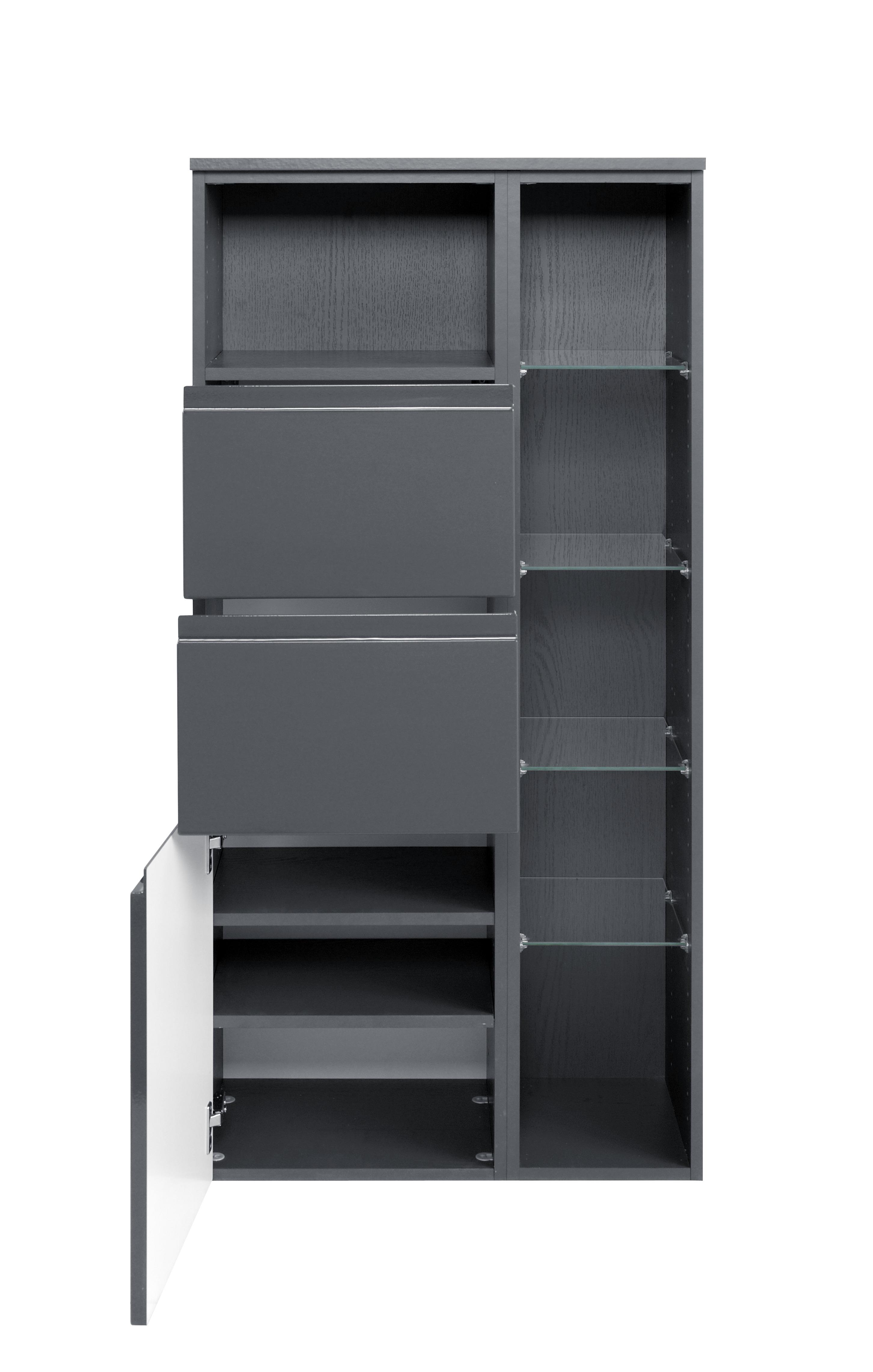 MID.YOU Midischrank Mit Soft-Close Cardiff 65cm, Graphit Dekor