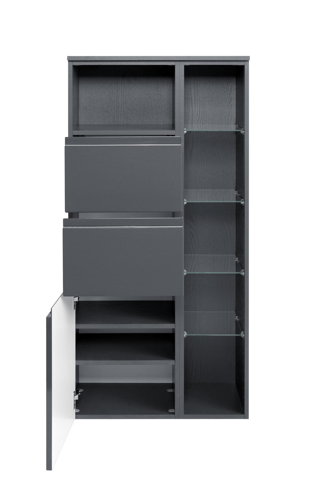 Midischrank Mit Soft-close Cardiff 65cm, Graphit Dekor - Graphitfarben, Design, Holzwerkstoff (65/130/35cm) - Held