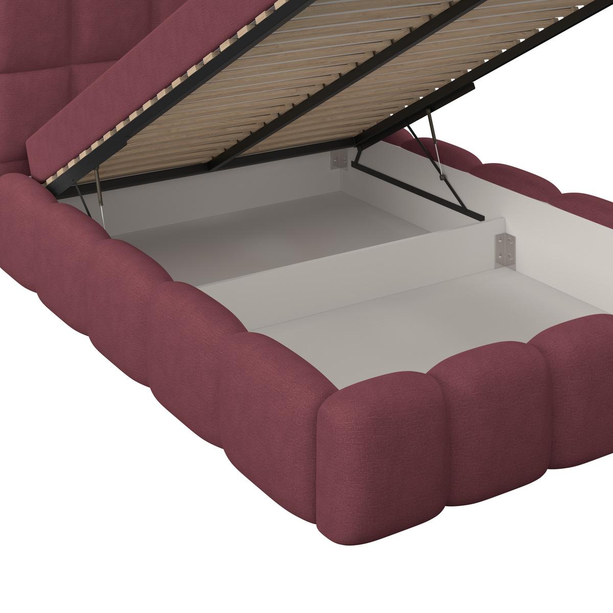 Polsterbett Noe Bordeaux 120x200 cm - Bordeaux/Schwarz, Trend, Textil/Metall (120/200cm)