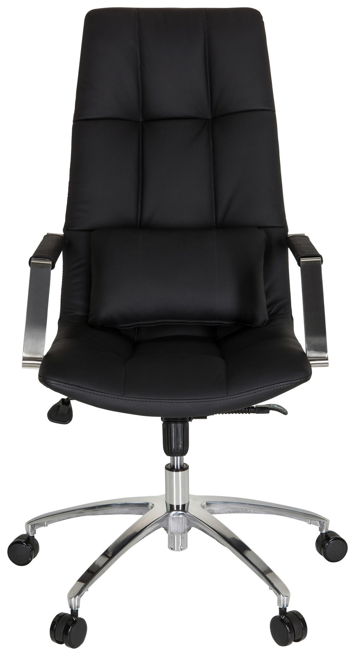 Drehstuhl Saranto Pro Schwarz - Silberfarben/Schwarz, MODERN, Leder/Kunststoff (58/115/74cm) - MID.YOU